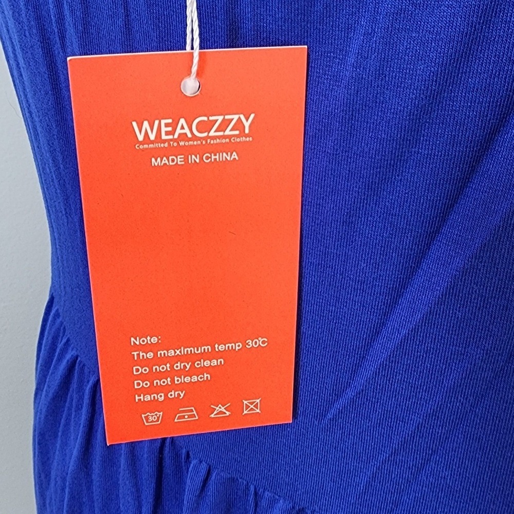 NWT WEACZZY Womens XL Sleeveless Dress Wrap Dress Sundress Blue V-Neck Pockets - Picture 4 of 8